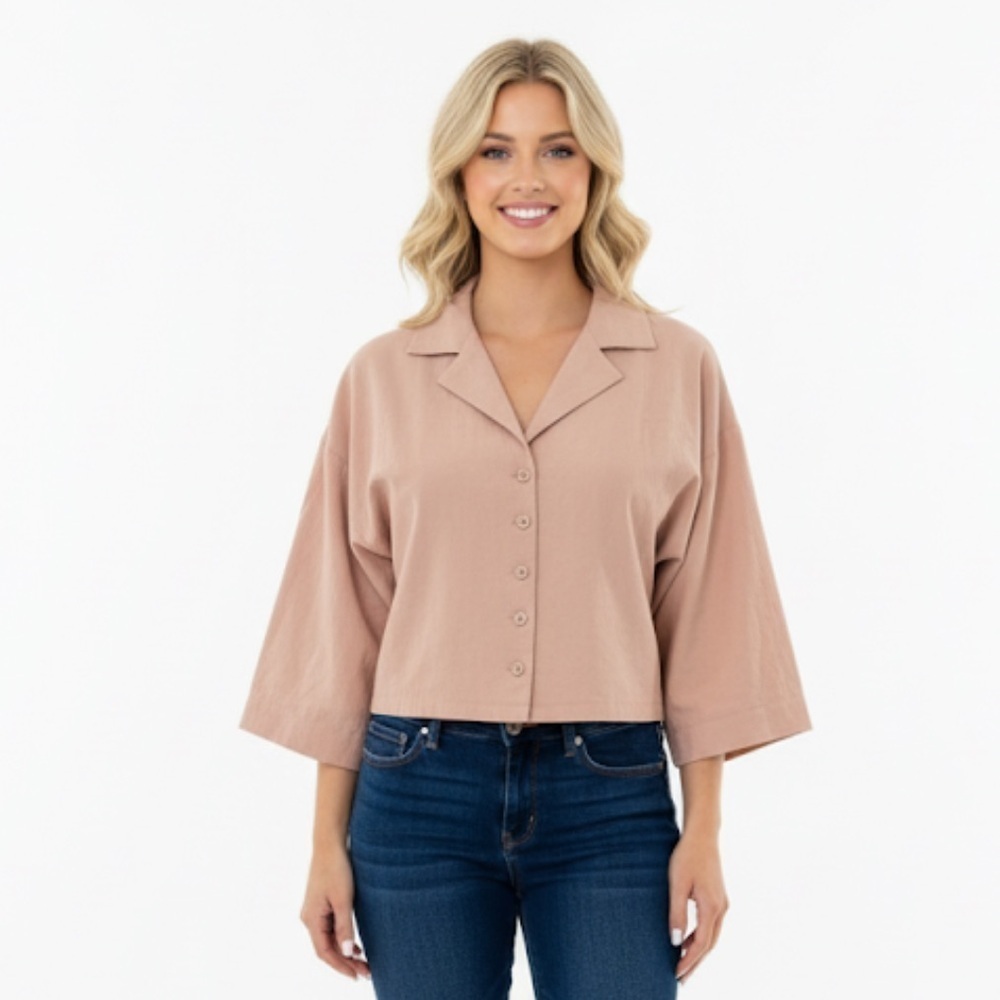 P. Cill boutique blazer shirt top size small linen blend